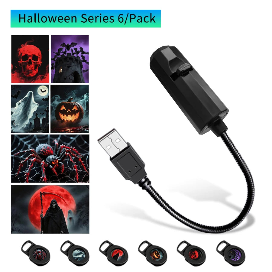 USB Projector Night Light LED Christmas Halloween Moon Lamp Holiday Ornaments For Ceiling Wall Atmosphere Mood Light Room Decor