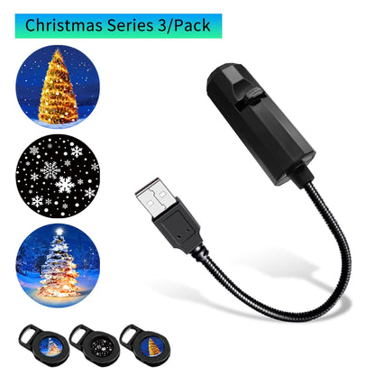 USB Projector Night Light LED Christmas Halloween Moon Lamp Holiday Ornaments For Ceiling Wall Atmosphere Mood Light Room Decor